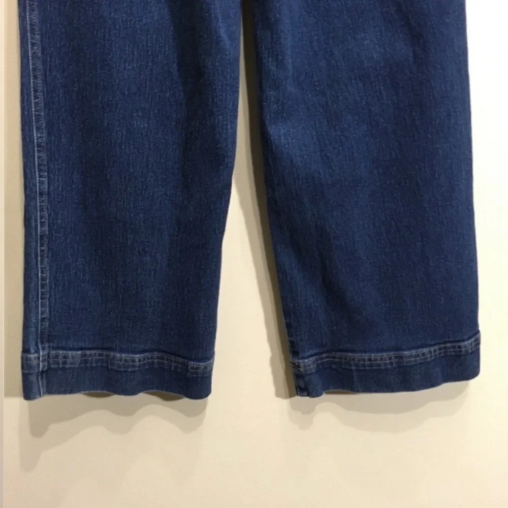 H&M Size 10 High Rise Wide Leg Crop Denim Jeans Medium Wash - Picture 6 of 8